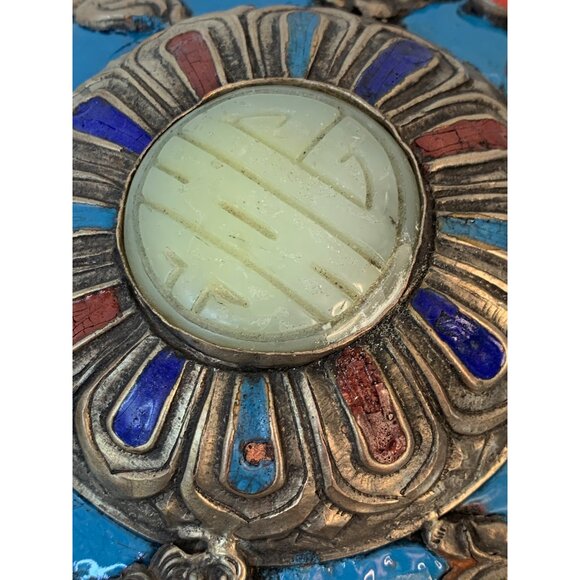 VTG Handcrafted Tibetan Insense Metal Bowl With Lid Enamel 8 X 5 B9033 Trinket - Picture 6 of 13